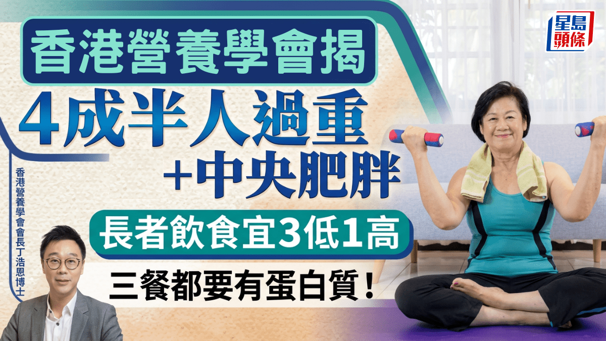 香港營養學會揭4成半人過重+中央肥胖 長者飲食宜3低1高 三餐都要有蛋白質！​