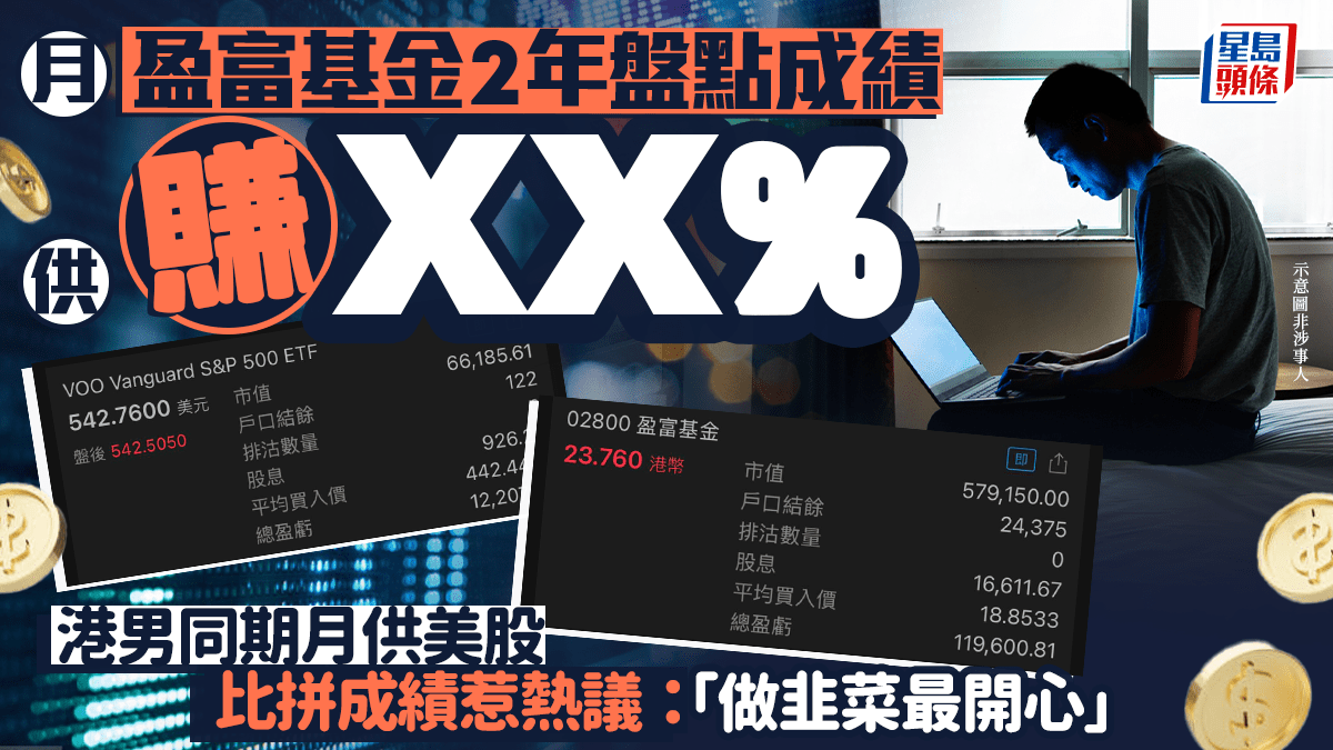 月供盈富基金2年盤點成績賺ＸＸ% 港男同期月供美股比拼成績惹熱議：「做韭菜最開心」｜Juicy叮