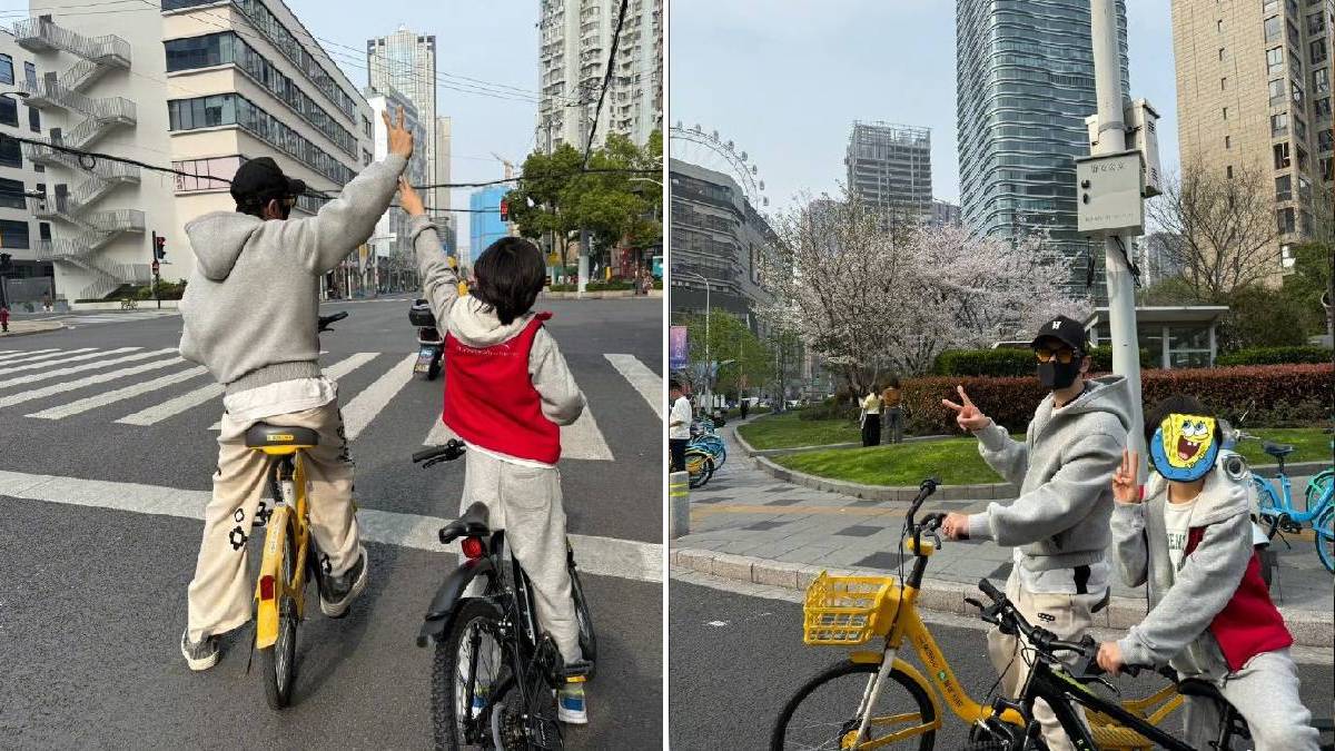 黃曉明曬父子騎行照  遭網友「檢舉」急道歉兼自首