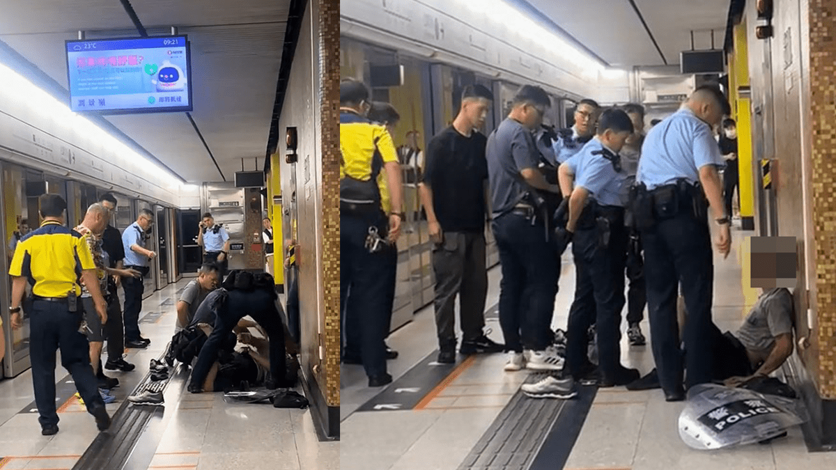 男子港鐵車廂吸電子煙遇休班警 發難施襲被制服 身藏依托咪酯煙彈涉兩宗罪被捕