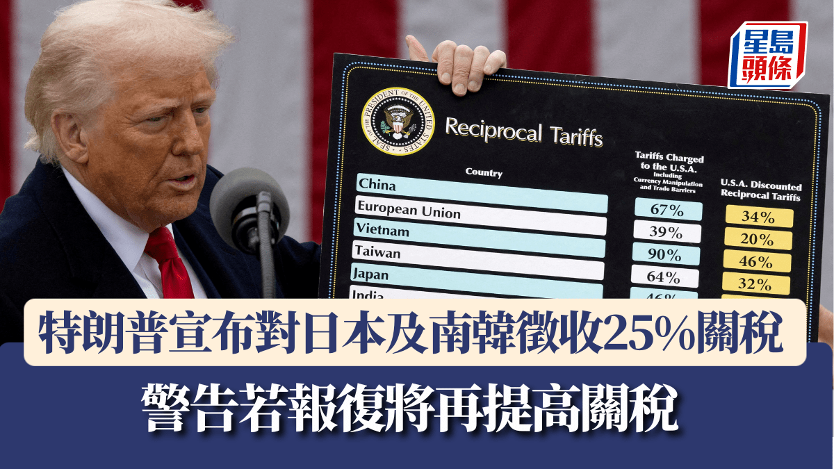 關稅戰|特朗普宣布對日本徵25%關稅 石破茂表遺憾:將進行談判