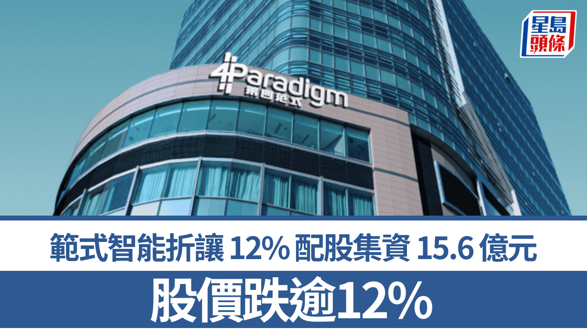 範式智能折讓12%配股集資15.6億元 股價曾跌逾12%