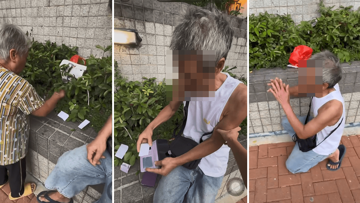 元朗背心男搶手袋遭熱心途人當場制服 合十雙手跪地求饒：原諒我一次