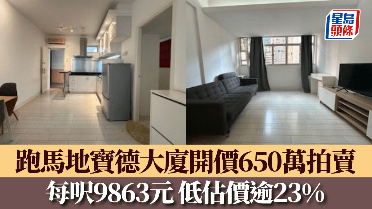 跑马地宝德大厦开价650万拍卖每呎9863元低估价逾23%