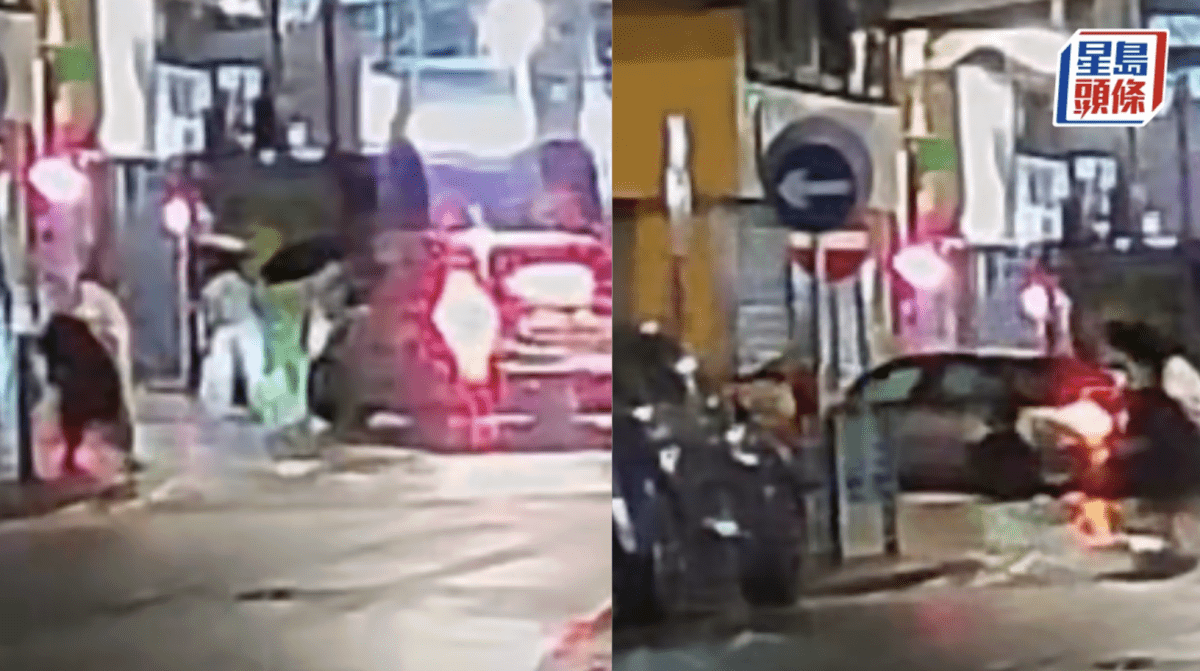 深水埗車禍│影片直擊私家車轉彎直撞2女撼地舖 一人被夾鐵閘之間