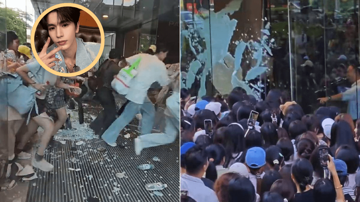 《逐玉》張凌赫︱「粉底將軍」訪南寧商場  粉絲逼爆玻璃喪屍式湧入︱有片