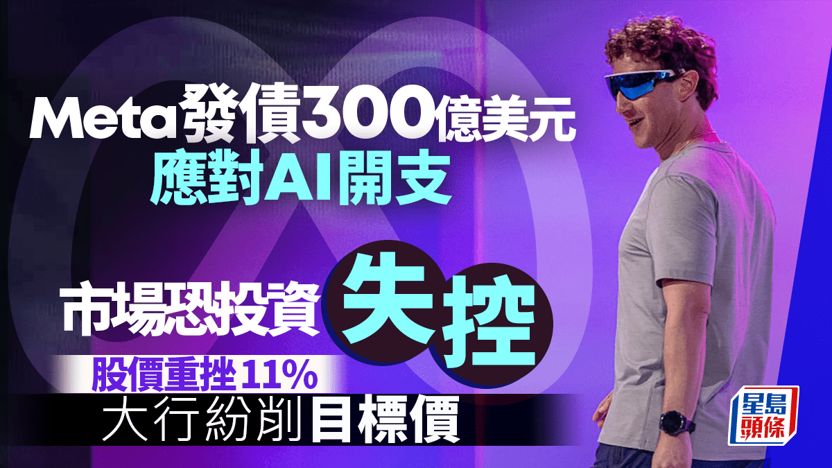 Meta發債｜市場恐Meta AI投資「失控」 股價重挫11% 市值蒸發1.6萬億大行紛削目標價