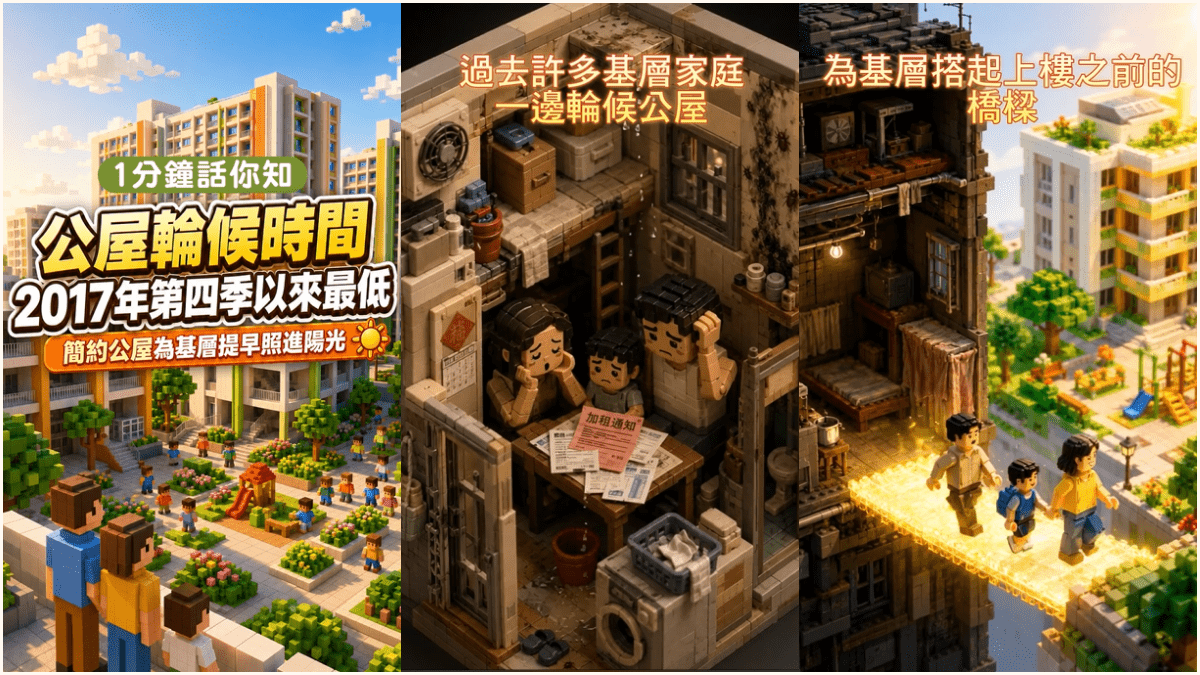來片．一分鐘話你知︱公屋輪候時間 2017年第四季以來最低 簡約公屋為基層提早照進陽光