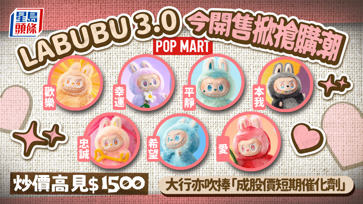 LABUBU 3.0今開售掀搶購潮炒價高見$1500 大行亦吹捧「成股價短期