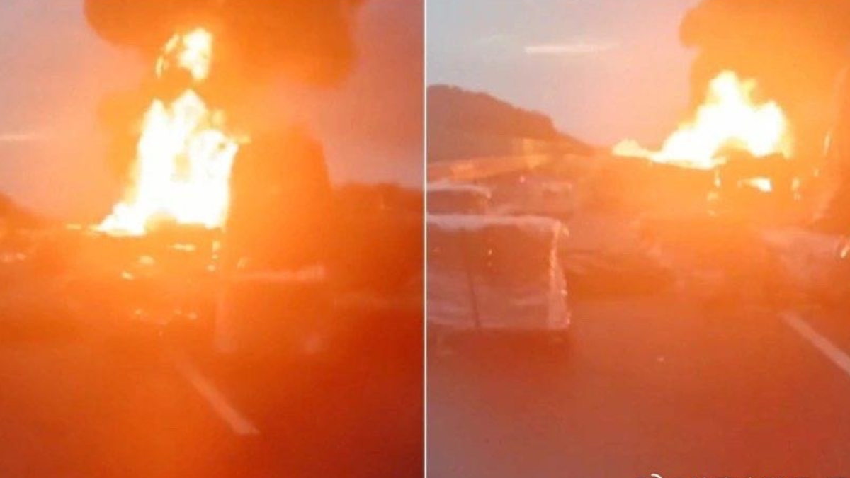 浙江公路車輛追尾致猛烈爆炸 目擊者:有人被困—有片