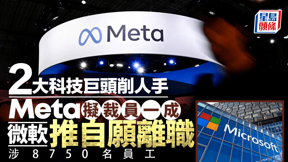 兩大科技巨頭削人手 Meta擬裁員一成 微軟推自願離職 涉8750名員工