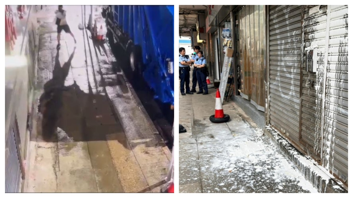 大角咀車房遭淋糞便油漆 疑日前與人爭執惹禍 CCTV拍下白衣男涉案