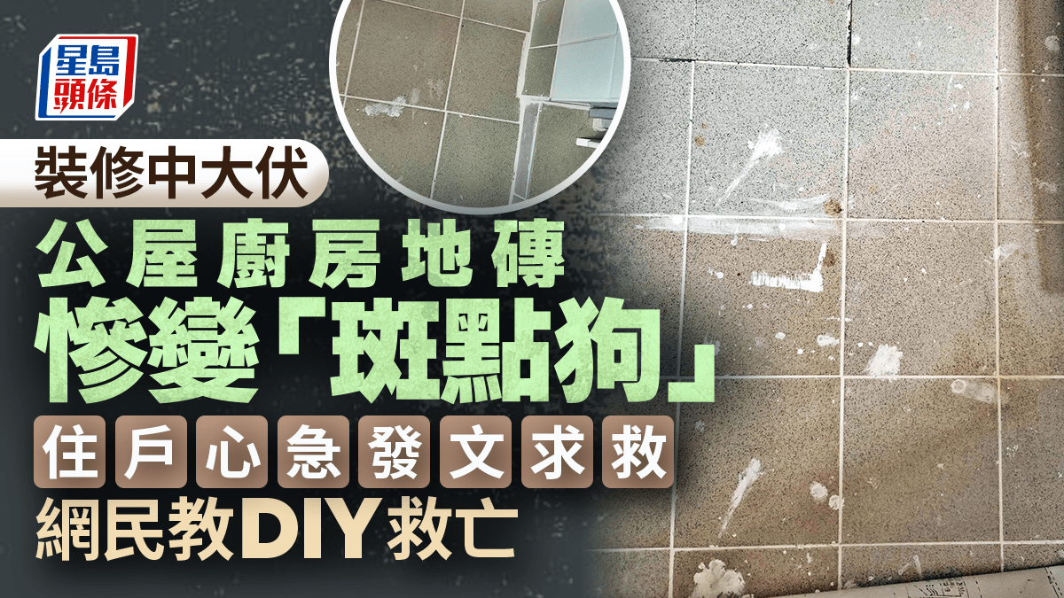 公屋裝修中大伏 廚廁地磚慘變「斑點狗」 住戶心急發文求救 網民教DIY救亡｜Juicy叮