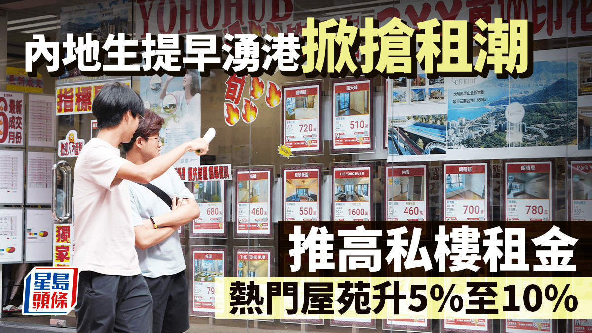 內地生提早湧港掀搶租潮 推高私樓租金 熱門屋苑升5%至10%