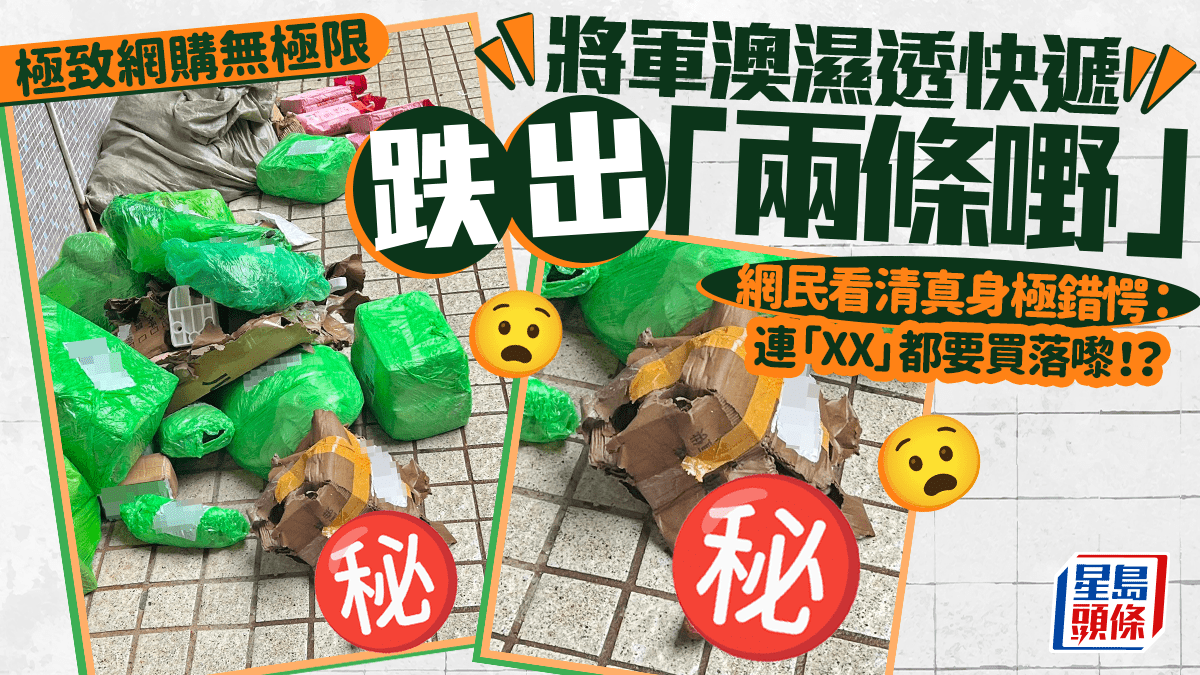 極致網購 將軍澳濕透快遞跌出「兩條嘢」 網民看清真身極錯愕：連「XX」都要買落嚟！？｜Juicy叮
