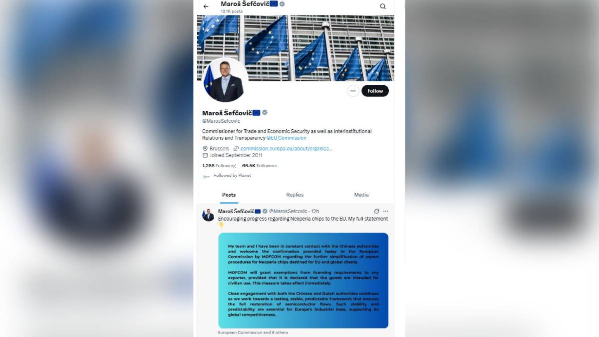 安世半導體爭議|歐盟:中國即時恢復民用晶片出口 安世半導體爭議|歐盟:中國即時恢復民用晶片出口