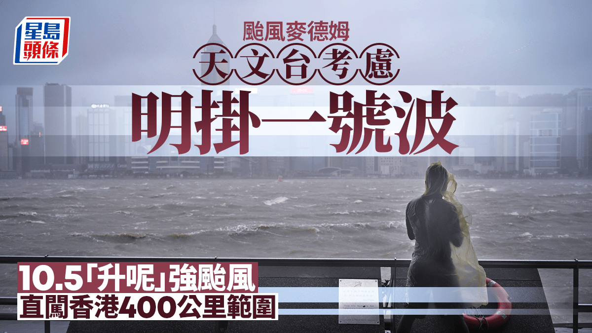 颱風麥德姆|天文台考慮周五晚發一號戒備信號 預測以強颱風級別闖港400公里 颱風麥德姆|天文台考慮周五晚發一號戒備信號 預測以強颱風級別闖港400公里