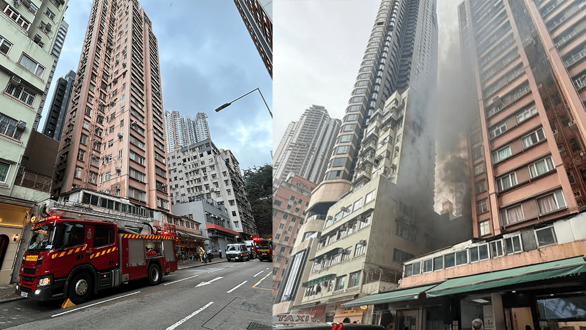 堅尼地城住宅起火濃煙沖天 50人疏散 消防救3狗逃出生天