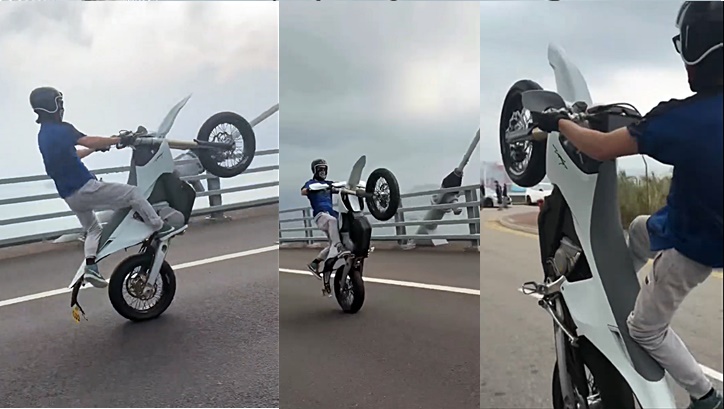 有片│英籍鐵騎士葵青大玩亡命雜技  交警截停斷正 網民：一定要重罰