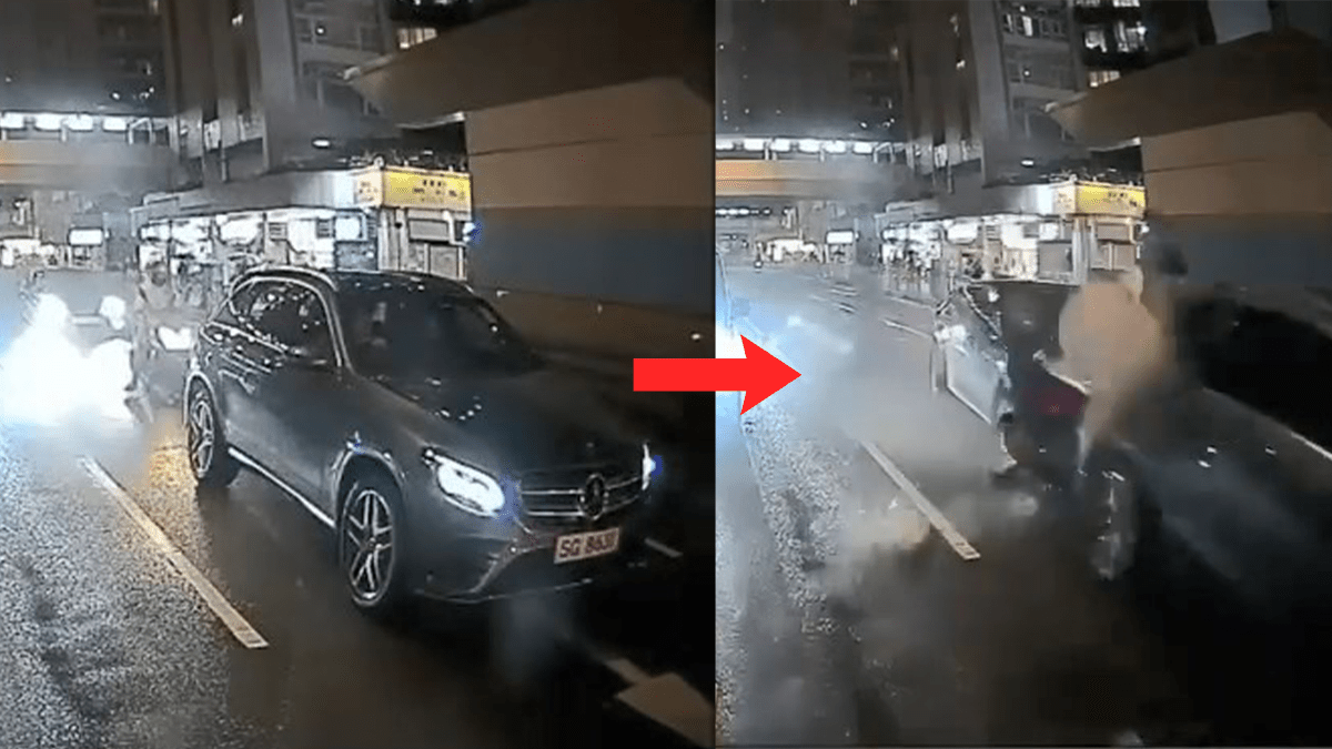 紅磡醉駕車禍‧有片｜私家車猛撼電單車 鐵騎士被拋飛墮地重創