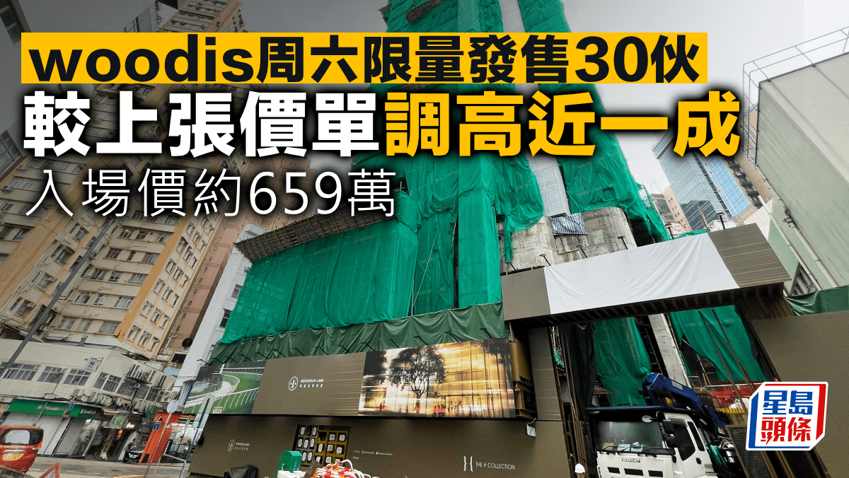 woodis周六限量發售30伙 較上張價單調高近一成 入場價約659萬 woodis周六限量發售30伙 較上張價單調高近一成 入場價約659萬