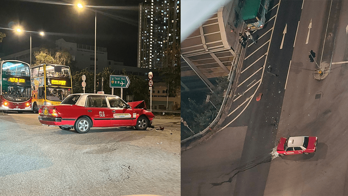 屯門的士與專線小巴相撞 至少5人受傷