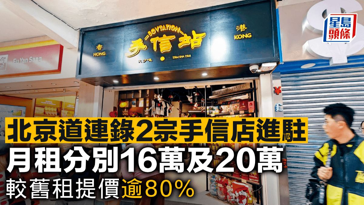 北京道連錄2宗手信店進駐 月租分別16萬及20萬 較舊租提價逾80% 北京道連錄2宗手信店進駐 月租分別16萬及20萬 較舊租提價逾80%