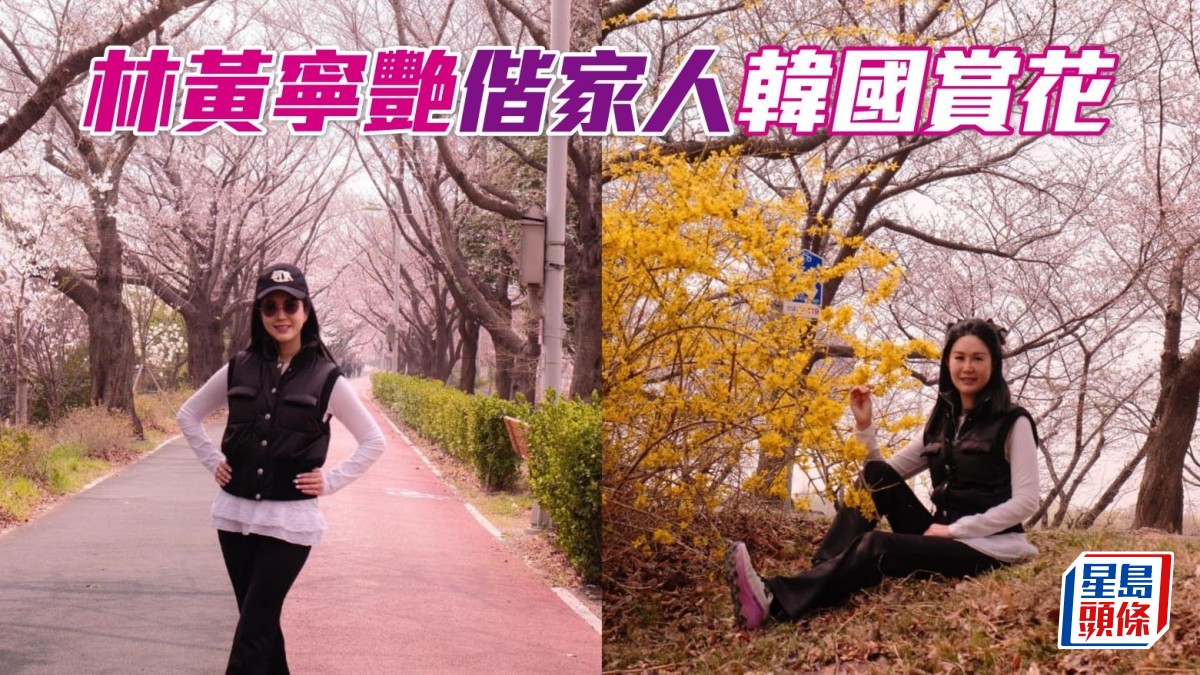 林黃寧艷偕家人韓國賞花