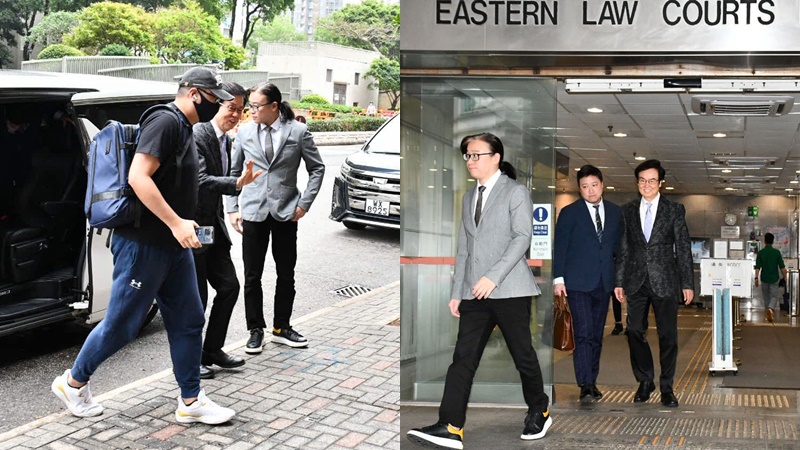 黃百鳴涉內幕交易案 兒子黃子恒陪入法院 笑容滿面兩個手勢顯心情