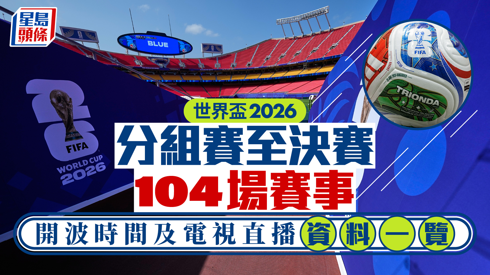 世界盃2026｜分組賽至決賽104場賽事 開波時間及電視直播資料一覽