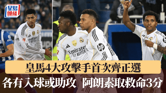 西甲│沙比阿朗素自救首次派齊皇馬4大攻擊手正選 比寧咸、麥巴比、洛迪高、雲尼斯奧斯全部有貢獻