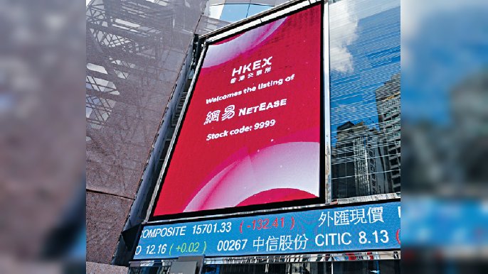 ■網易成為恒指新貴，股價昨日逆市上升3%。資料圖片

